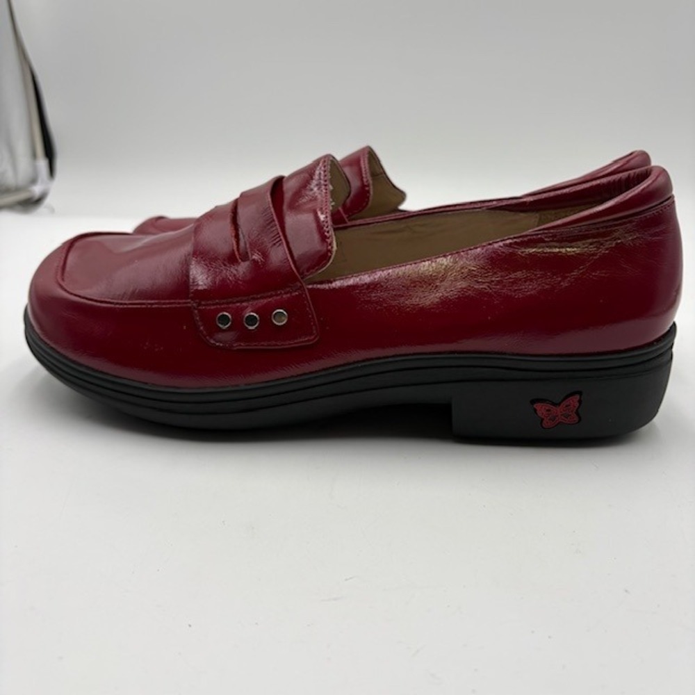 Alegria Taylor Red Patent Leather Loafers Womens 42 Studded Comfort Work Shoes
